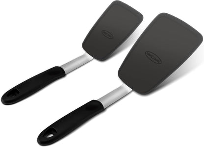 Unicook 2-Piece Silicone Spatula Turner Set for Everyday Cooking, Black