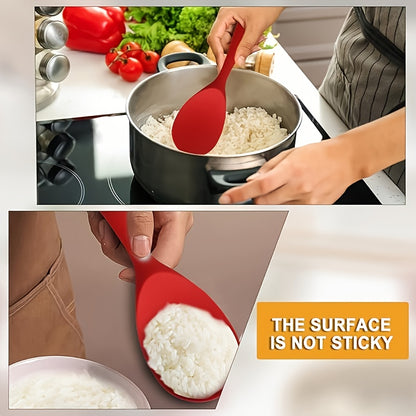 Household Silicone Rice Spatula - Non-Stick Cookware Compatible, Food-Grade, Heat-Resistant, Prevents Rice from Sticking.