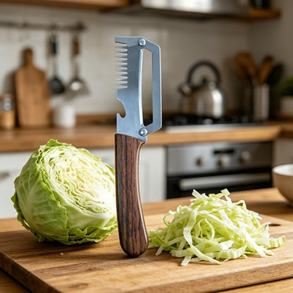 Multifunctional Onion Chopper for Domestic, Industrial, and Commercial Use, Chive Slicer, Peeler, Bottle Opener, Three-in-one Kitchen Grater, Peeler and Vegetable Slicer, Sturdy Stainless Steel with Onion Chopper - Multifunctional Kitchen Tool.