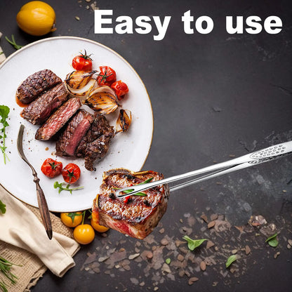 Stainless Steel Korean BBQ Grill Tongs Heavy Duty Rust Resistant with Ergonomic Handles for Steak Salad Vegetables Portable Cooking Tool for Indoor Outdoor Home Camping and Picnics Durable Kitchenware with Sleek Metallic Finish