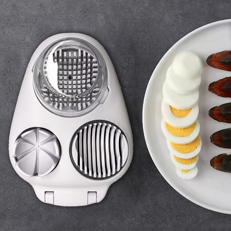 Heavy Duty Manual Egg Slicer, Crushing And Cutting Device, Three in One Multifunctional Circular Blade, Sturdy And Easy to Clean, a Household And Commercial Kitchen Artifact.