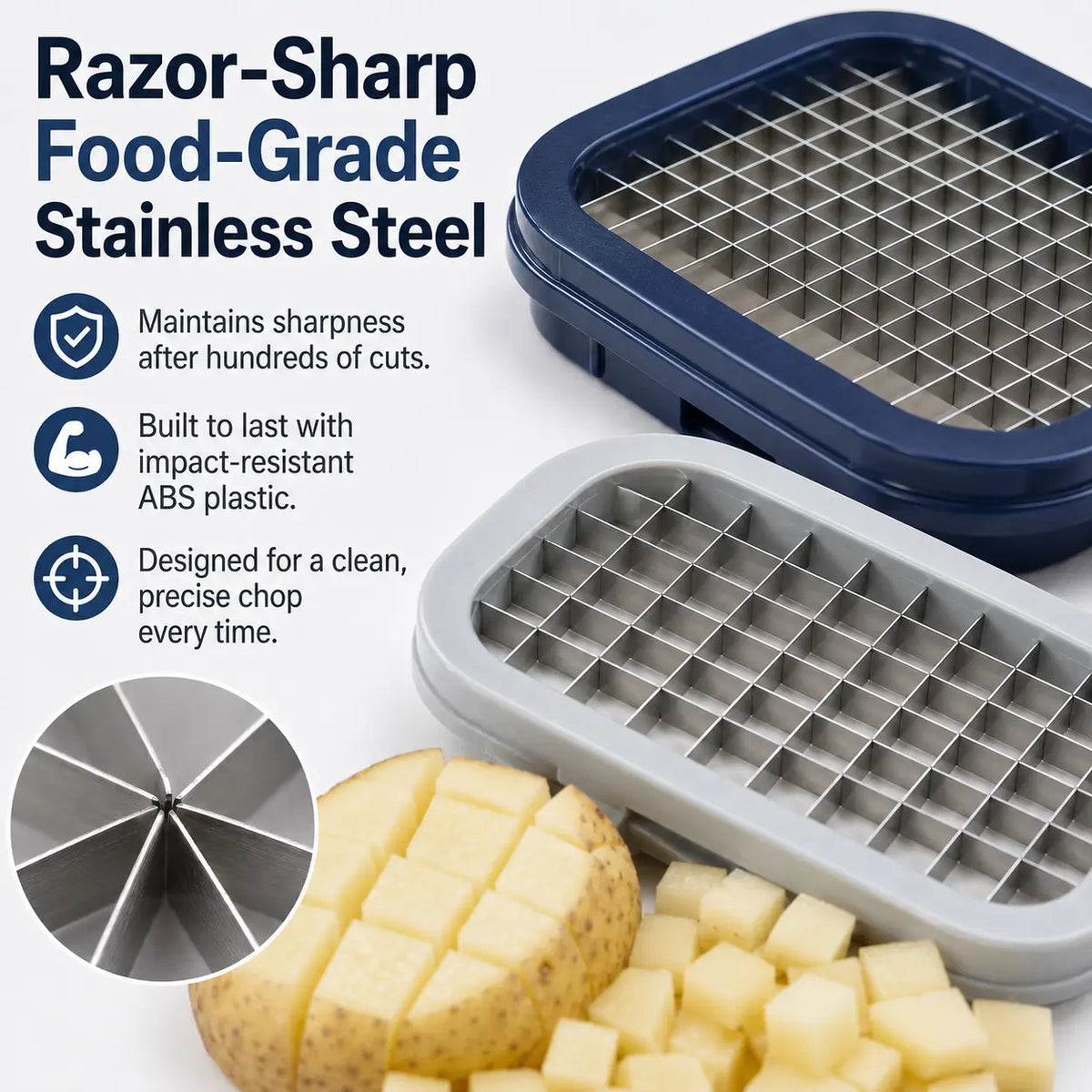 Durable 4-in-1 Vegetable Slicer. Sharp blades cut uniformly sliced veggies. Transparent container, easy to operate. Must-have tool!
