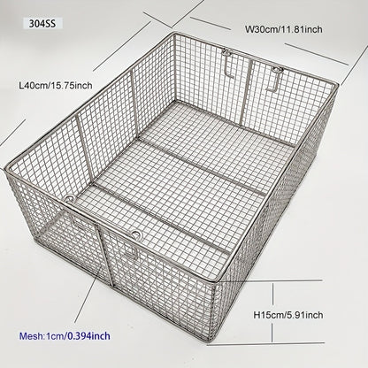 304 Stainless Steel Cleaning Basket, Metal Wire Mesh Basket, Cleaning And Filtering Equipment, Workpiece Drainage, Steaming, Frying, Screening And Filtering, High Load-Bearing Slag Separation, Rectangular, Storage, And Other Multi-Purpose