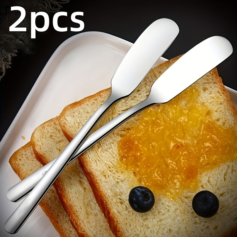 2pcs/4pcs Stainless Steel Round-Head Cheese Butter Spatulas – Ideal for Jam Spreading, Perfect with Cheese Desserts And Sandwiches, Portable Durable Easy-To-Use Kitchen Gadget