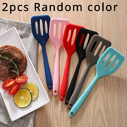 2pcs Mini Silicone Spatula Set - Heat-Resistant, Non-Stick And Dishwasher Safe - Perfect for Cooking Fish, Eggs, Pancakes - Random Color Kitchen Tool, Random Color