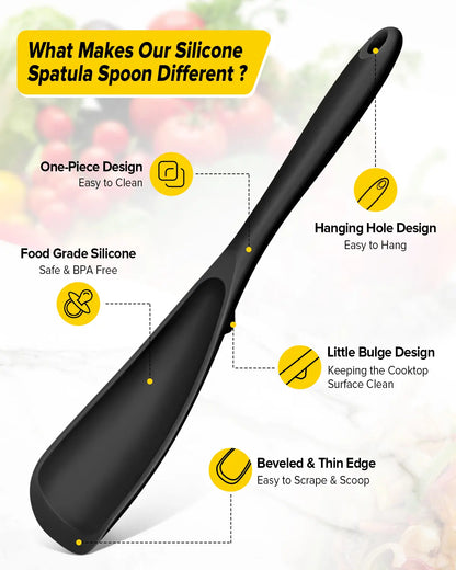 BundlePro Silicone Cooking Utensil Set - 2-Piece Non-Stick Hanging Spatulas with Hang-Dry Holes, BPA-Free, High Temp Resistant, Bulge Keeps Cooktop Clean, Hand Wash Clean Fast, Kitchen Supplies
