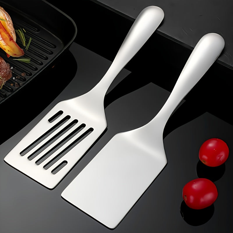Durable Stainless Steel Turning Spatula - Professional Restaurant & Home Kitchen Tool with Anti-Stick Surface for Steak, Pancake, Burger, BBQ, Pan Cooking - Easy to Clean Design