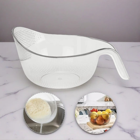 Multifunctional Rice Strainer with Handle, BPA-Free Transparent Plastic Colander Basket, Sturdy Kitchen Draining Basket for Rice Vegetables Fruits Cheese Coffee Filter, Portable Kitchen Utensils,sohochic