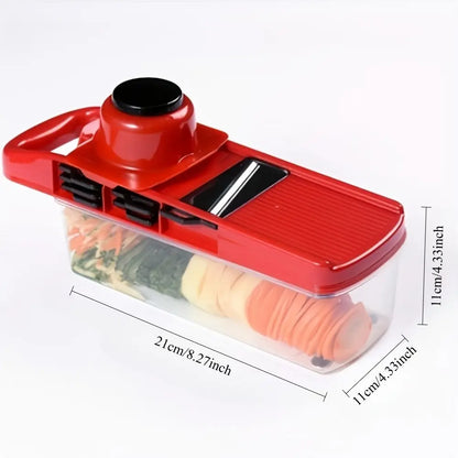 1 Set of New Material Upgraded 10-in-1 Multi-Functional Vegetable Slicer, Manual Vegetable Grater, Vegetable Cutter with 6 Interchangeable Blades, 1 Hand Guard, 1 Peeler, Kitchen Food Prep Tool. Christmas Family Gathering Kitchen Gadget