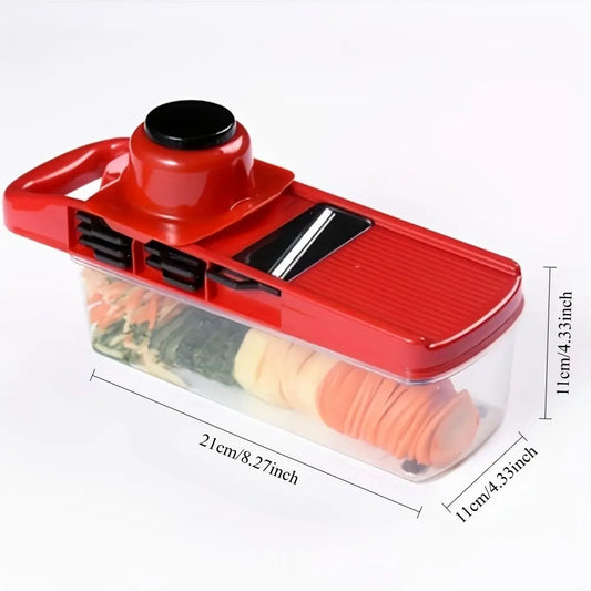 1 Set of New Material Upgraded 10-in-1 Multi-Functional Vegetable Slicer, Manual Vegetable Grater, Vegetable Cutter with 6 Interchangeable Blades, 1 Hand Guard, 1 Peeler, Kitchen Food Prep Tool. Christmas Family Gathering Kitchen Gadget
