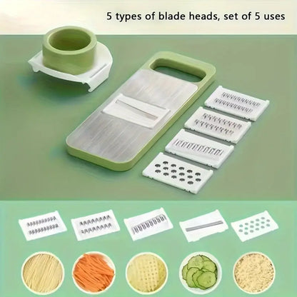 Multifunctional Vegetable Chopper, 1 Set Manual Vegetable Cutter with Replaceable Blades, Kitchen Tool Set for Potato, Carrot & Cucumber, Utensils