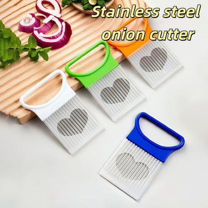 Stainless Steel Onion Slicing Fixed Knife, Suitable for Scallions And Onions, Garlic, Fruits, And Vegetables, Portable Kitchen Cooking Tool Kitchen Accessory, Stainless Steel Onion Insertion Vegetable Cutter