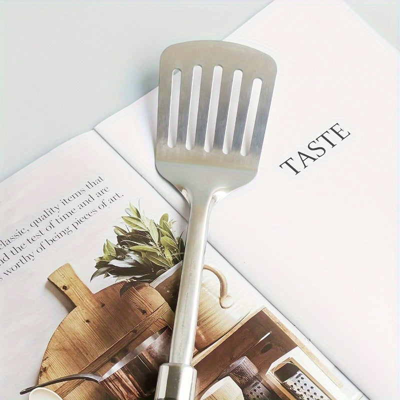 1pc Stainless Steel Slotted Turner Spatula - Cooking & Serving Kitchen Utensil for Sauteing, Flipping Burgers And Steaks