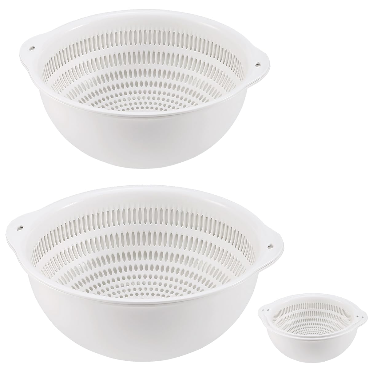 Colander Bowl Set of 2, Nesting Large Capacity Plastic Food Strainer for Pasta, Vegetables and Fruits Washing Draining Basket, Space Saving, BPA Free