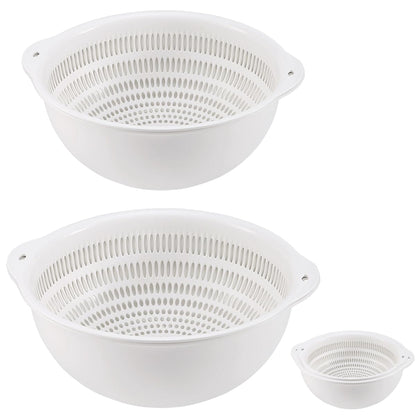 Colander Bowl Set of 2, Nesting Large Capacity Plastic Food Strainer for Pasta, Vegetables and Fruits Washing Draining Basket, Space Saving, BPA Free