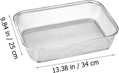 Stainless Steel Drain Basket Fine Mesh Vegetable Washing Basket Fruit Draining Kitchen Sieve for Rinsing Produce 13.38 X 9.84 X 3.14 in 1 X Draining