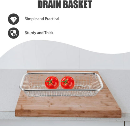 Ciieeo Thickened Drain Basket 12.20X4.72X2.16In Kitchen Colander for Fruit and Vegetable Washing Draining and Storage Multi-Purpose Sink Basket
