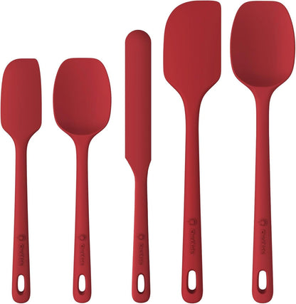ChefAide 5 Pieces Silicone Spatulas Set, Heat Resistant Rubber Spatula