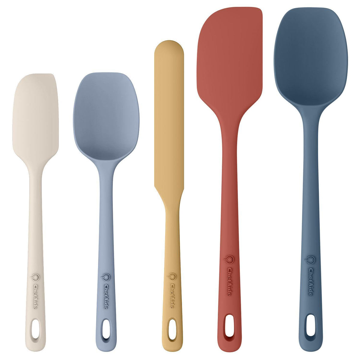 ChefAide 5 Pieces Silicone Spatulas Set, Heat Resistant Rubber Spatula