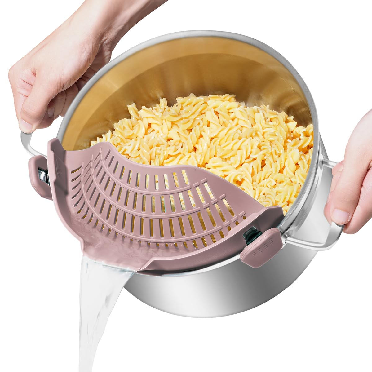 AUOON Clip On Strainer Silicone for All Pots, Standard 8.86 x 3.55in, Black