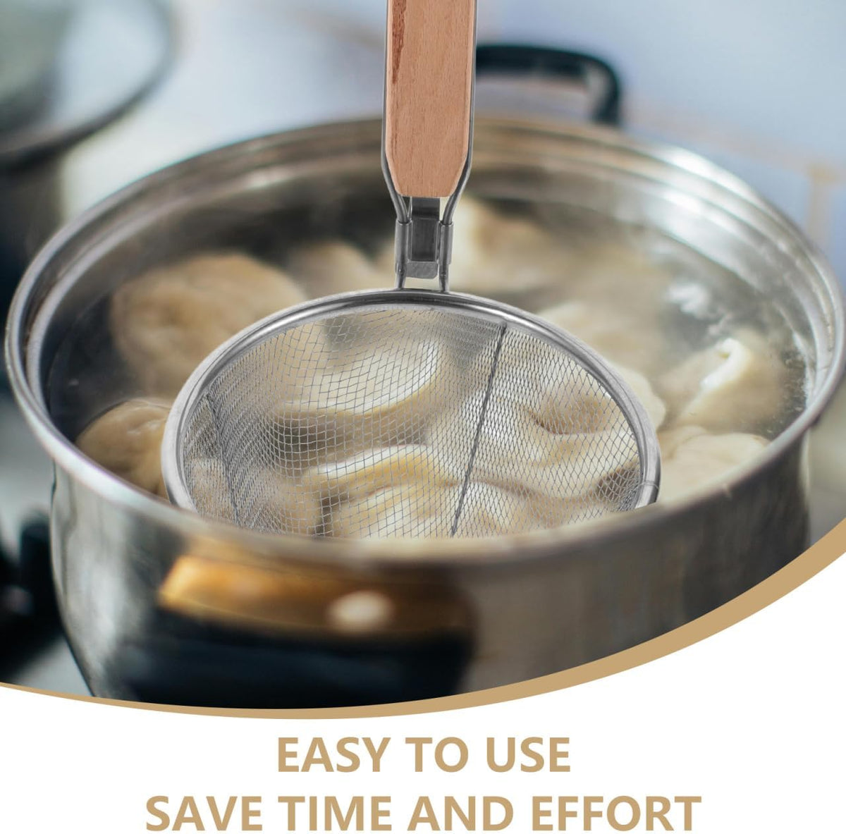 Fine Mesh Pasta Strainer Basket with Handle Food Strainer for Noodles Dumplings Wonton Hot Pot Lightweight Kitchen Colander Basket 12.99 X 6.10 X 5.51 in