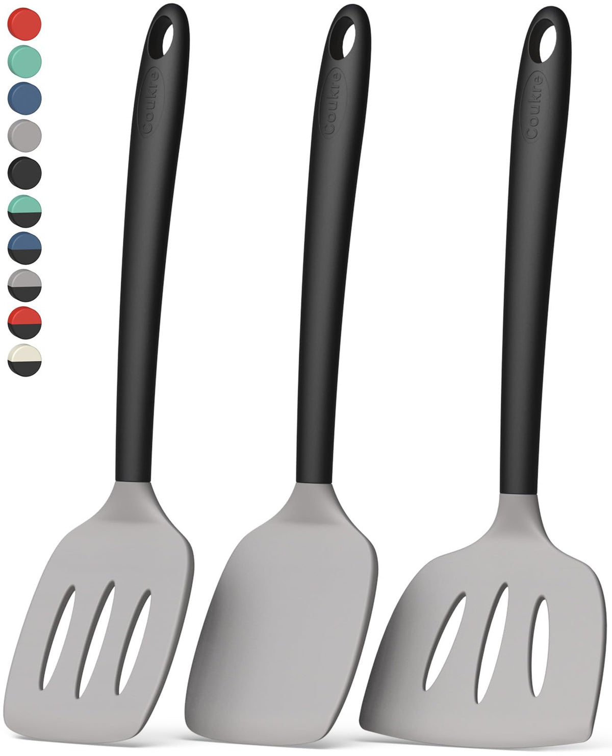 Coukre 3 Pack Silicone Spatula Set, Heat Resistant to 500°F, BPA-Free