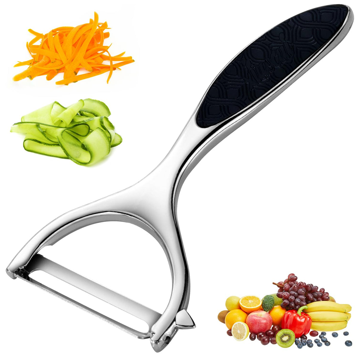 Vegetable Peeler, Potato Peelers for Kitchen Stainless Steel Multi-function Set Fruit Peeler For Kitchen and Household Tools Y & I Shape Swivel Blades for Fruit Vegetables(Black)