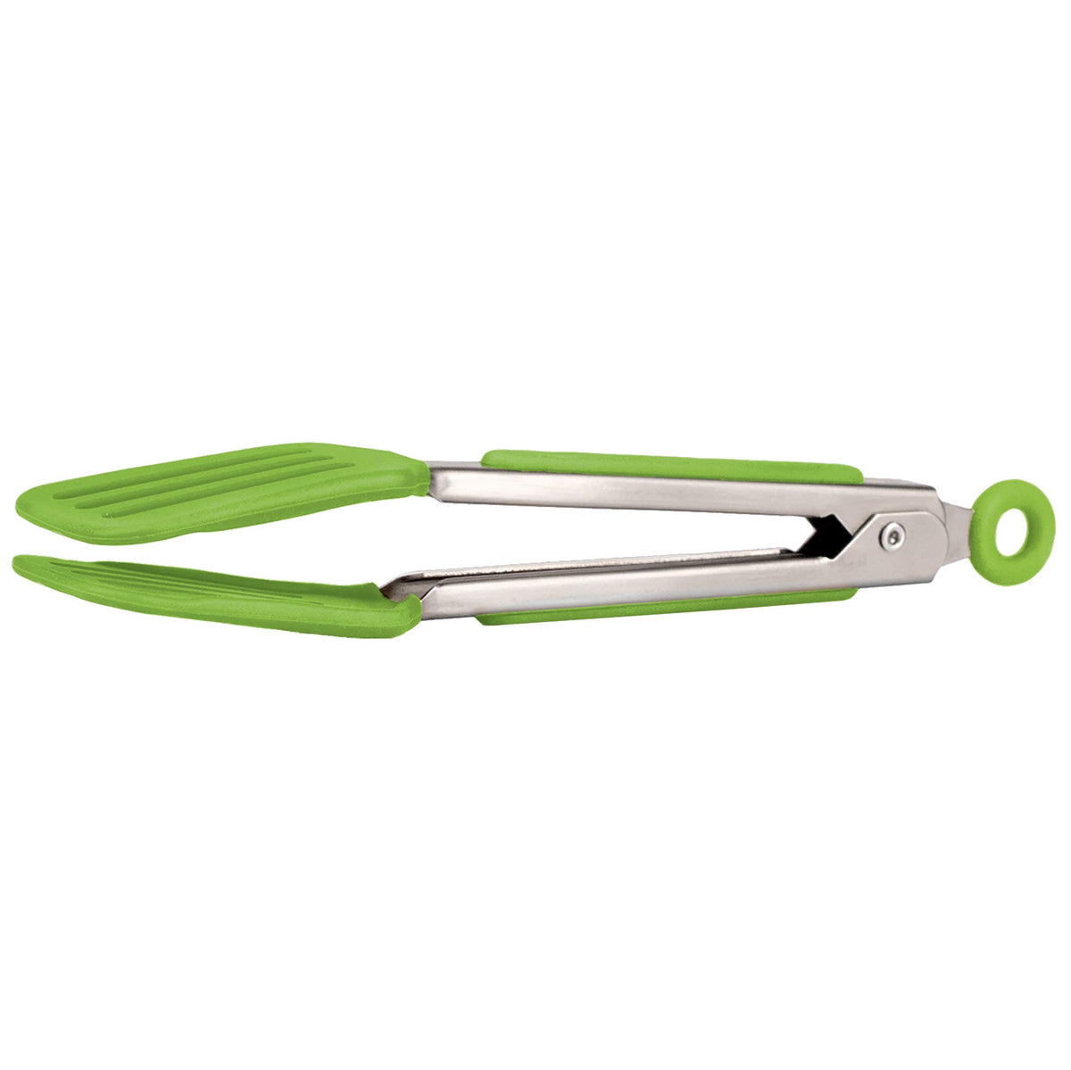 Tovolo Mini Turner Tongs Nonstick Flat Head Tong for Easily Flipping Cooking Serving, Heat Resistant Tongs BPA Free Dishwasher Safe Tongs Easy Lock Non Slip Grip Stainless Steel Handle, White