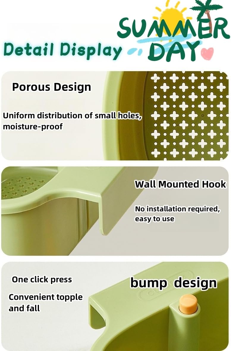 Kitchen Sink Strainer Basket, Faucet Hanging Strainer, Multi-Functional Food Colander,Press Automatic Dumping Kitchen Draining Basket, Easy Drain Filter with Bottom Release