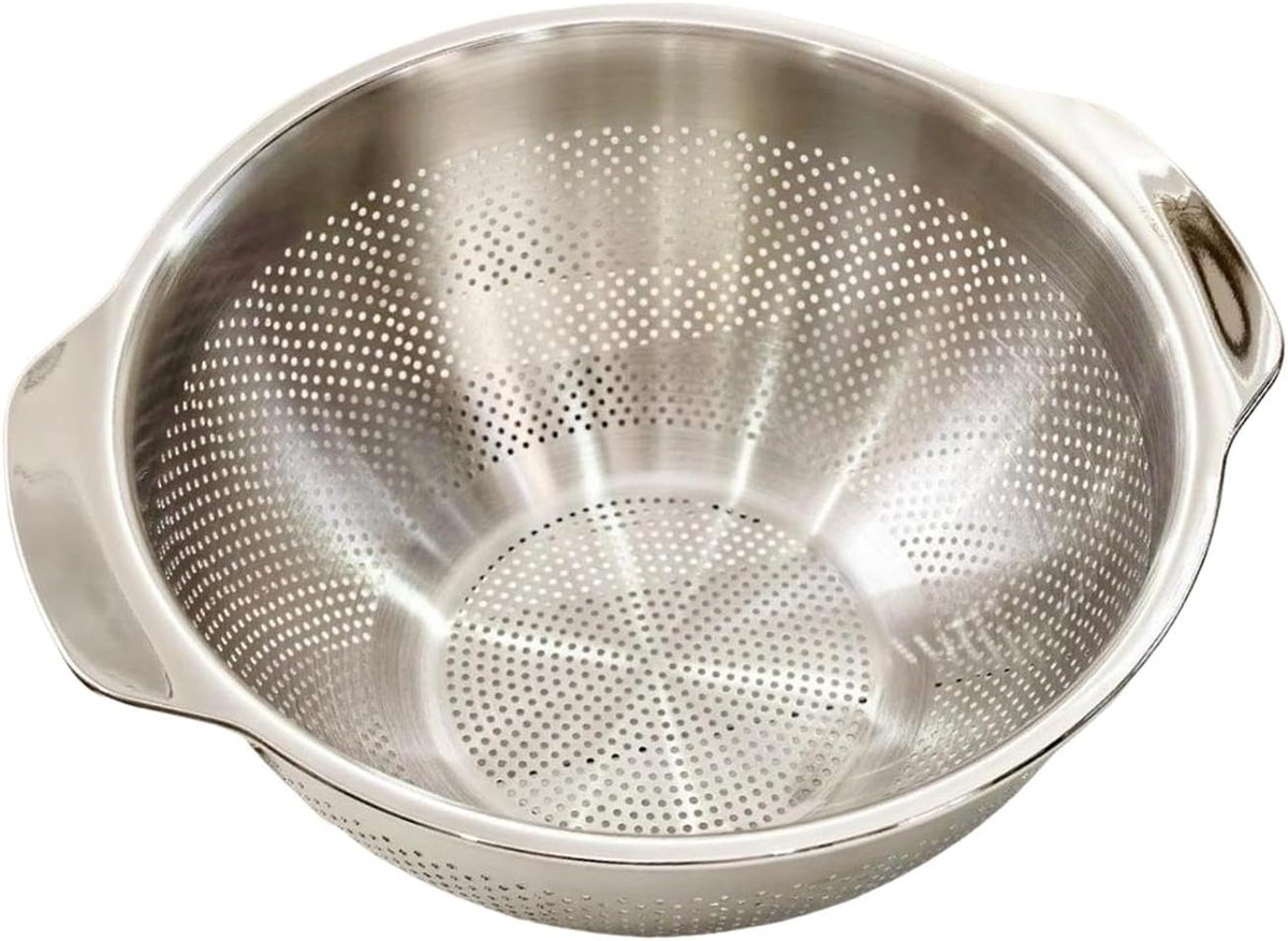 Drain Basket Stainless Steel Colander Strainer with Handle Strainer Basket Vegetable Draining Bowl Sturdy Handles Rust Resistant