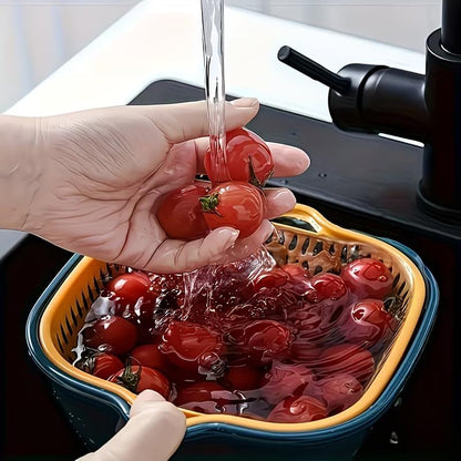 4 Pcs Plastic Colander Set – Dual Drain Basket, Washable Sieve, Fruit and Vegetable Washing Container, Kitchen Household Supplies