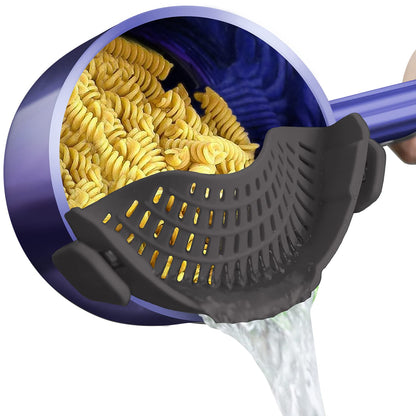AUOON Clip On Strainer Silicone for All Pots, Standard 8.86 x 3.55in, Black
