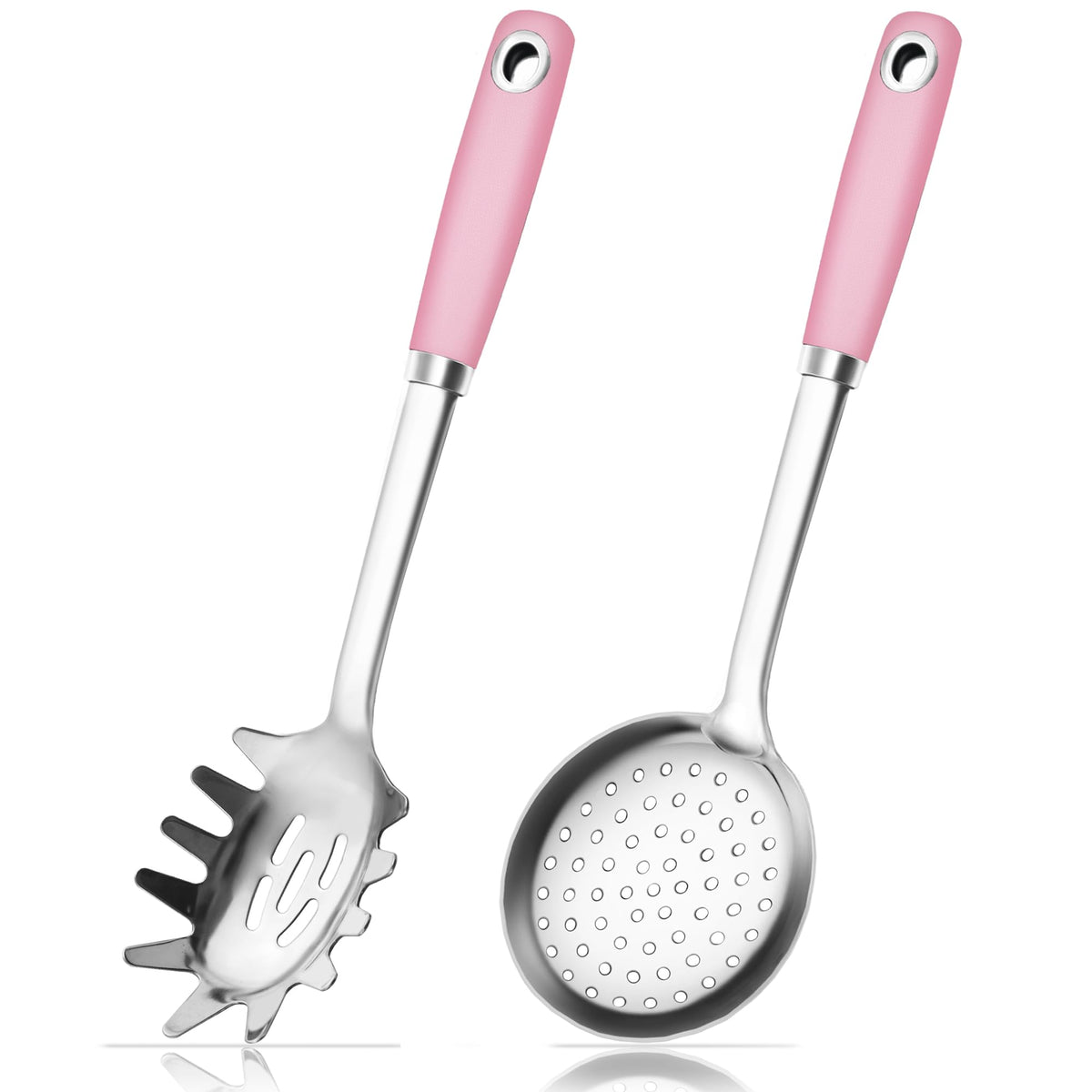 14-in Cooking Spoons Set, Heavy Duty 18/0 Stainless Steel Large Serving Spoons Set, Slotted Spoon, Cooking Spoon & Soup Ladle, Commercial and Residential Use, Pack of 3