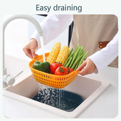Vegetable Washing Baskets in The Kitchen Fruit Baskets Multi-layer Stackable Vegetable Sinks, Strainer and Washing Fruits and Vegetables Kitchen Colander Set (Blue Yellow)