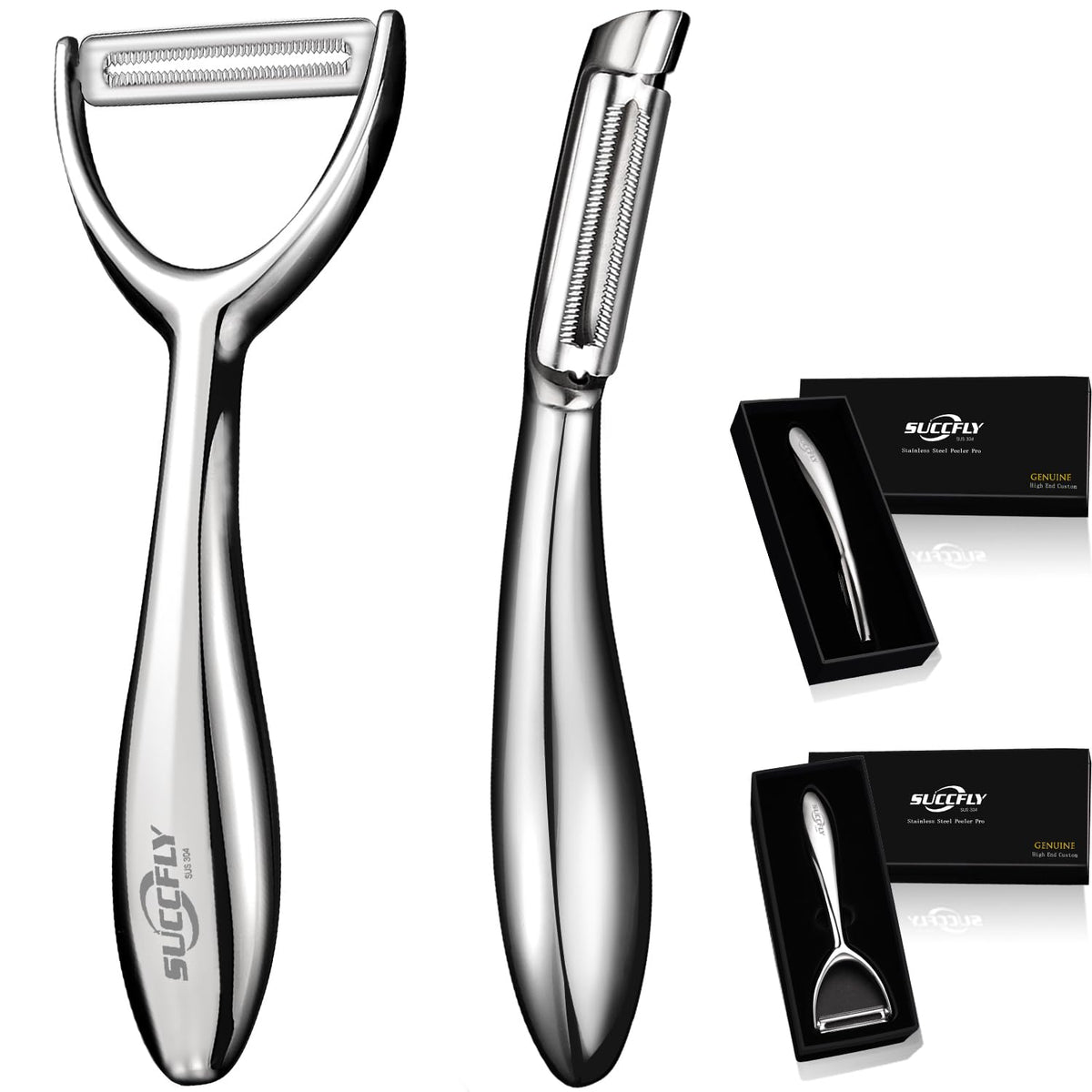 SUCCFLY Vegetable Peeler Stainless Steel, Premium Potato Peeler for Kitchen