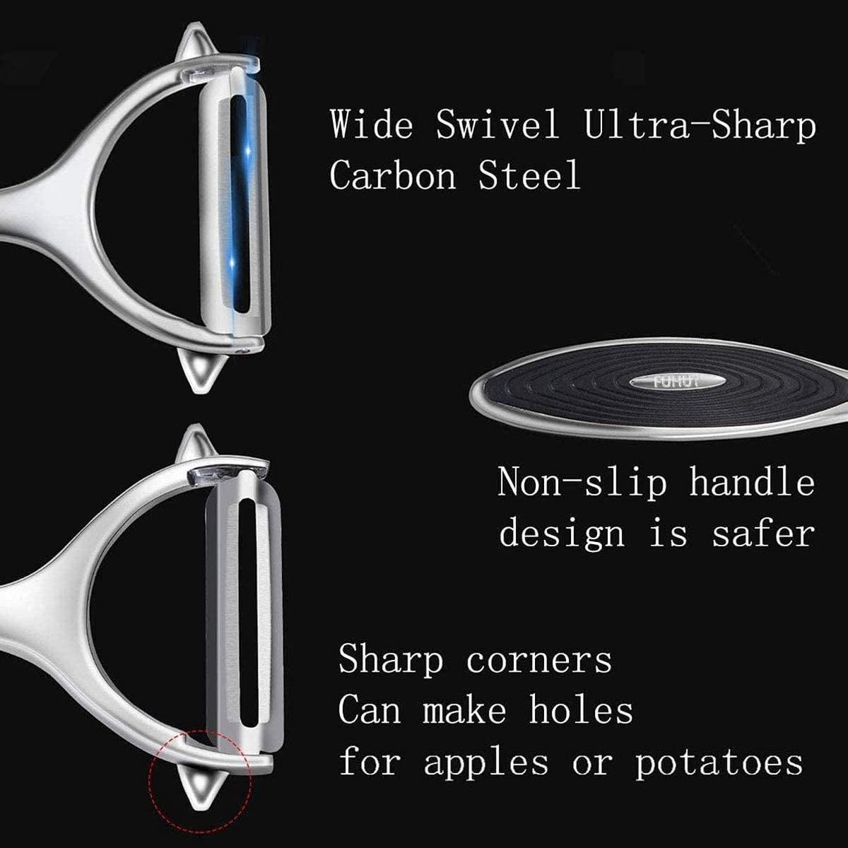 FUHUY Vegetable, Apple Peelers for kitchen, Fruit, Carrot, Veggie, Potatoes Peeler, Y-Shaped and I-Shaped Stainless Steel Peelers, with Ergonomic Non-Slip Handle & Sharp Blade, Good Sturdy (2PCS)