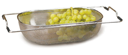 RSVP International Endurance® In-Sink Mesh Colander Strainer Basket, 3 Quart | Organize Sponges, Collect Food Scraps | Dishwasher Safe | Small Corner Basket | Steaming, Draining & Rinsing