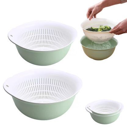 Colander Bowl Set of 2, Nesting Large Capacity Plastic Food Strainer for Pasta, Vegetables and Fruits Washing Draining Basket, Space Saving, BPA Free