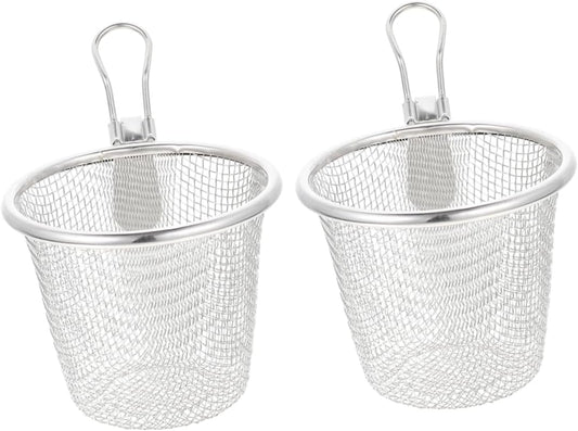 BESTOYARD 2-pack Mesh Pasta Baskets 6.10 X 4.33 X 5.51 in Stainless Steel Colander Filter for Noodles Vegetable Draining Frying and Food Filtration Kitchen Cooking Tool