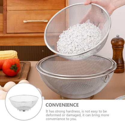 Zerodeko Stainless Steel Mesh Net Colander Strainer Basket Drainer Fine Mesh Strainer Rice Washing Bowl Sieve Sifters for Washing Fruit Vegetable Rice 26.3CM