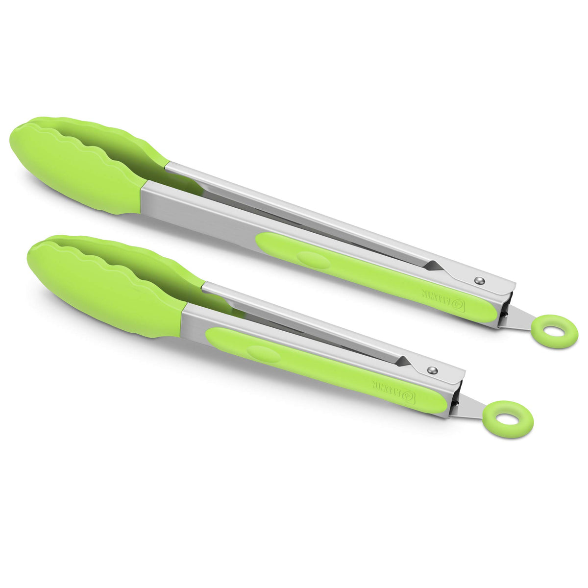 2 Pack Silicone Kitchen Tongs, 9 & 12 Inch, Stainless Steel, Black