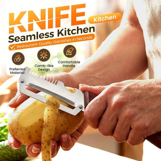 2026 Upgrade Vegetable Peeler With Wooden Handle, Stainless Steel Wide Blade Potato and Carrot Peeler, 3-in-1 Veggie Peeler With Scallion Shredder and Bottle Opener for Kitchen, Camping and Trave
