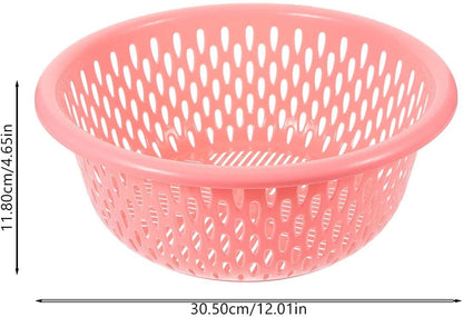 3pcs Plastic Kitchen Colander Set Fruit and Vegetable Washing Basket Strainer over Sink Drainer Food Storage Basket for Home Use Random Color