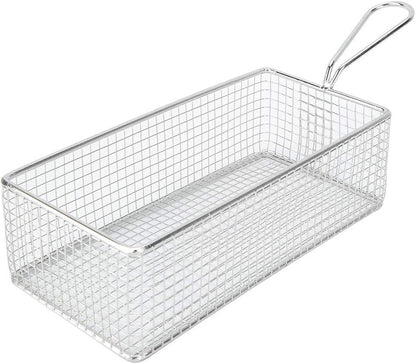 Stainless Steel Colander Strainer Rectangle Mesh Oil Basket French Fries Holder Fried Food Table Serving Drainer Sink for Baking, Pasta, Rice, Flour Vegetable, Tea Sifter