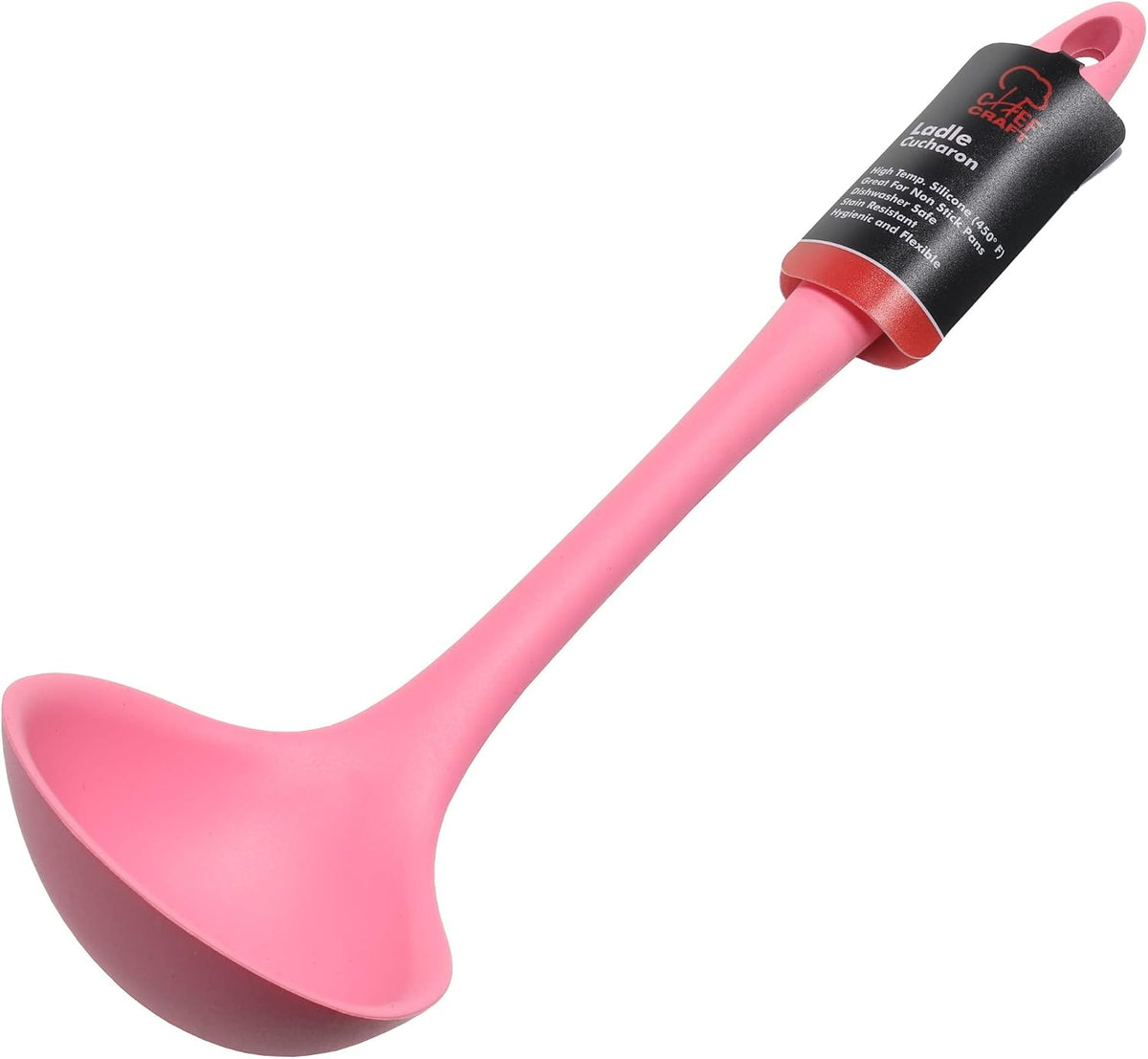 Chef Craft Premium Silicone Cooking Ladle, 11.25 inch, Pink