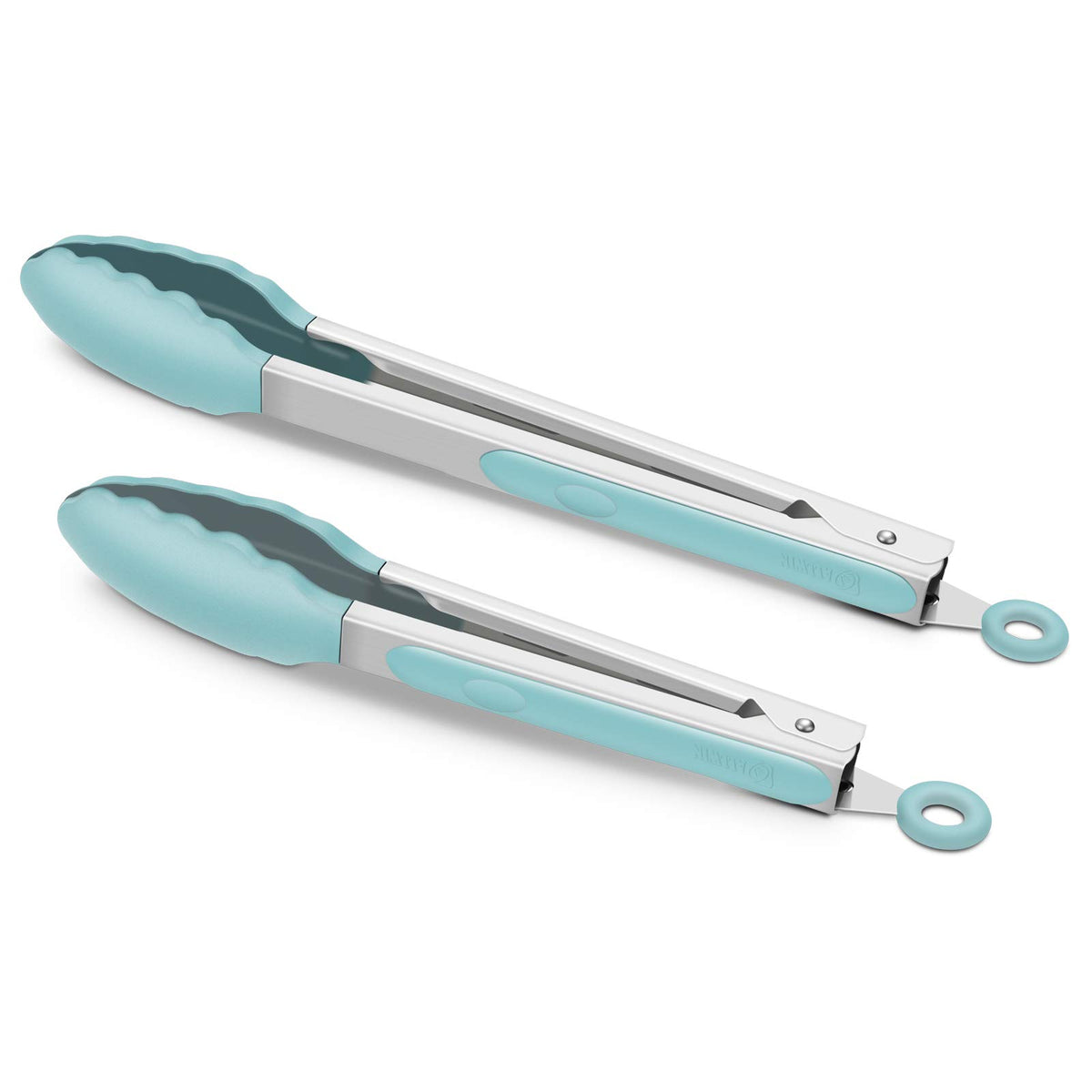 2 Pack Silicone Kitchen Tongs, 9 & 12 Inch, Stainless Steel, Black