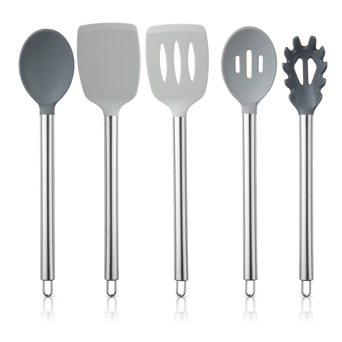 COOK WITH COLOR Silicone Cooking Utensils, Kitchen Utensil Set, Easy to Clean Silicone Kitchen Utensils, Cooking Utensils for Nonstick Cookware, Kitchen Gadgets Set, 10 Pieces, Green