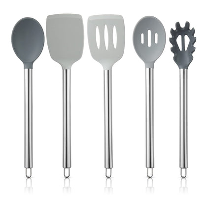 COOK WITH COLOR Silicone Cooking Utensils, Kitchen Utensil Set, Easy to Clean Silicone Kitchen Utensils, Cooking Utensils for Nonstick Cookware, Kitchen Gadgets Set, 10 Pieces, Green
