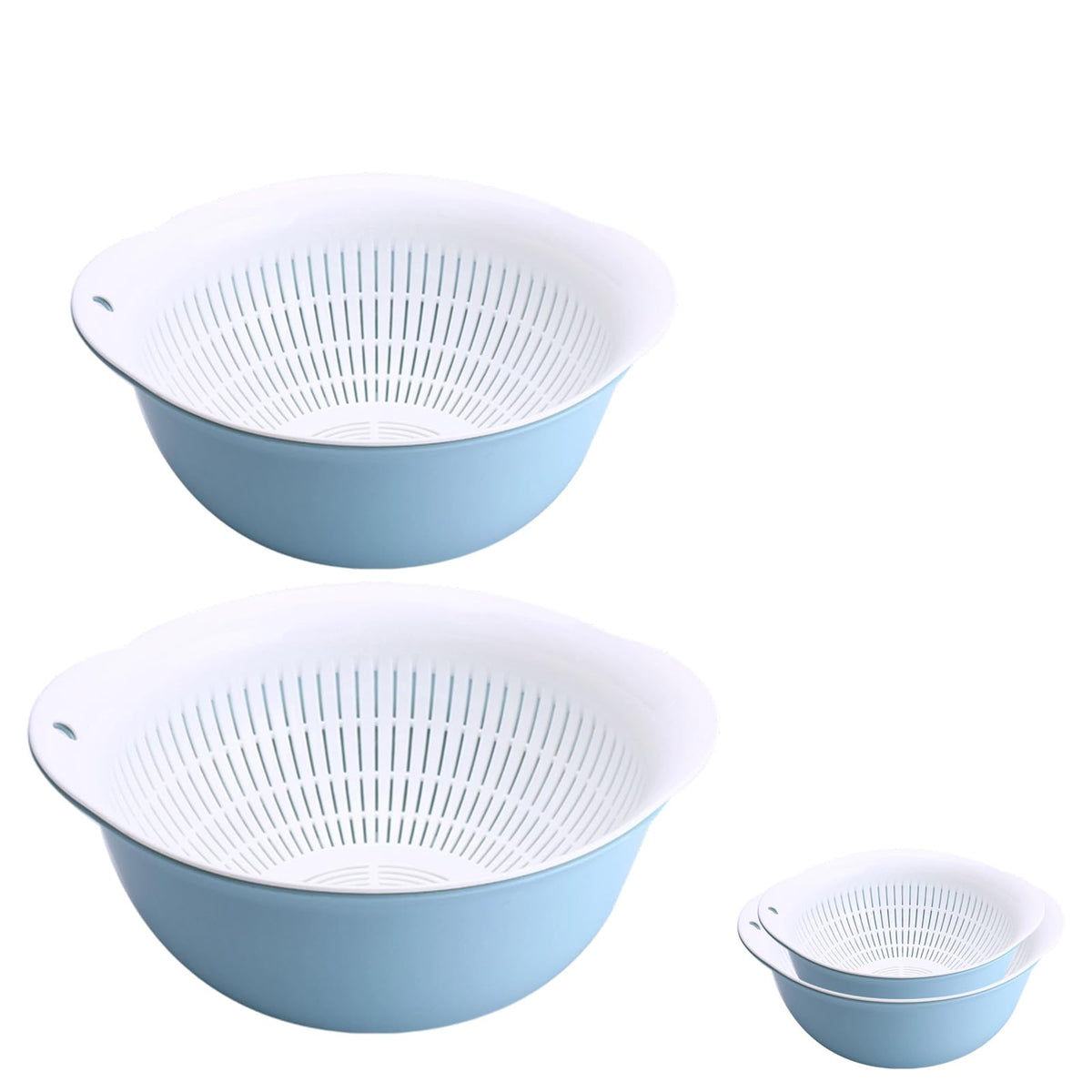 Colander Bowl Set of 2, Nesting Large Capacity Plastic Food Strainer for Pasta, Vegetables and Fruits Washing Draining Basket, Space Saving, BPA Free