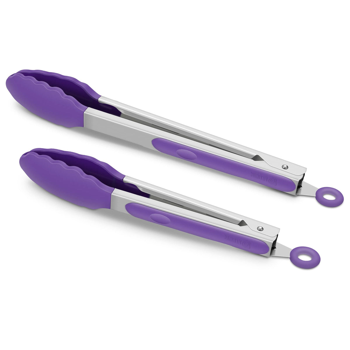 2 Pack Silicone Kitchen Tongs, 9 & 12 Inch, Stainless Steel, Black